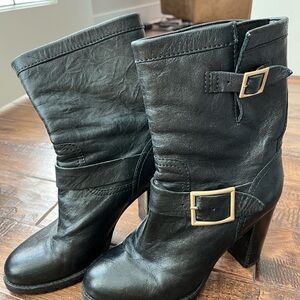 Jimmy Choo Black Leather Heeled Boots